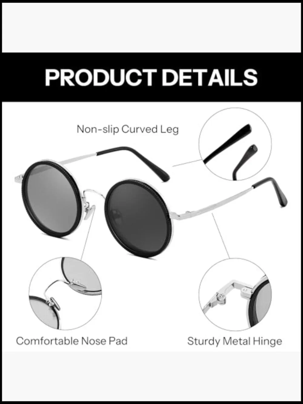Adjustable Polarized Sunglasses, Foldable Memory Titanium Frame, Steampunk